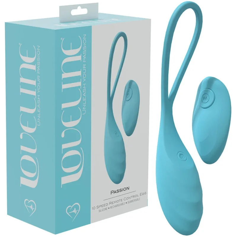 loveline passion blue usb rechargeable vibrating egg with wireless remote