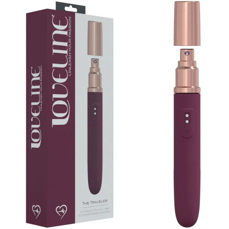 loveline the traveler burgundy usb rechargeable vibrator with lube applicator