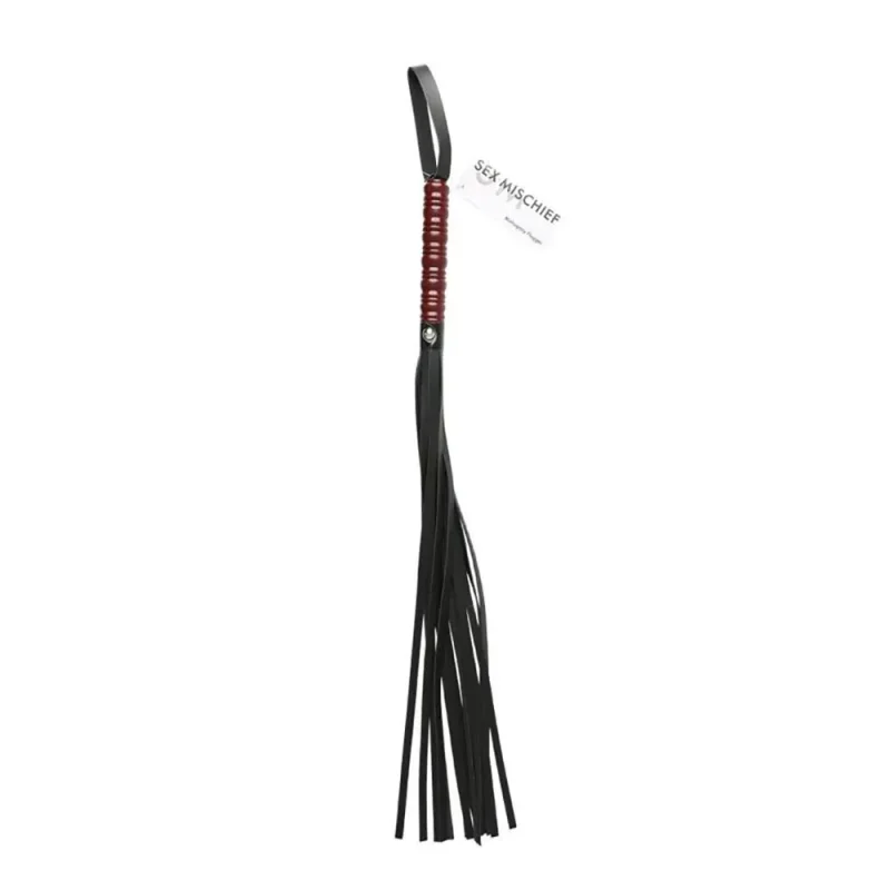 mahogany flogger whip 76cm with wooden handle sex mischief