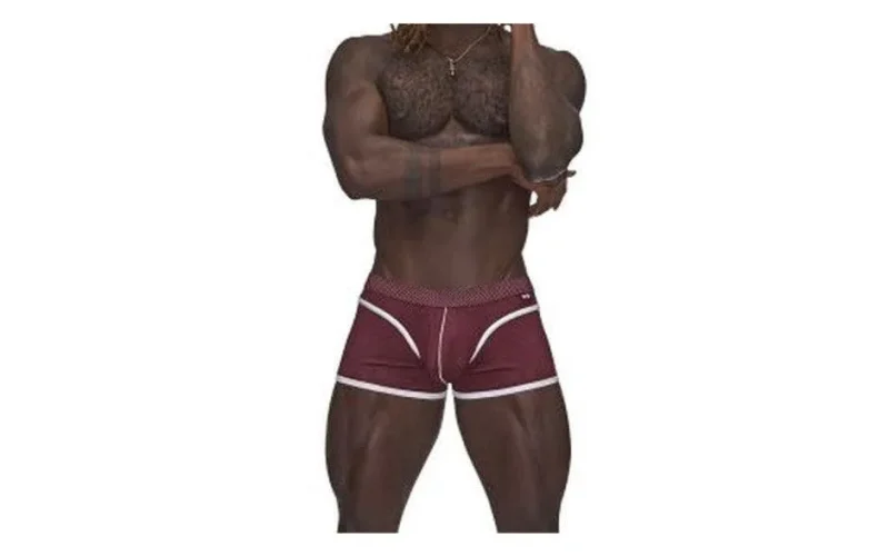 men s burgundy mesh sport mini shorts