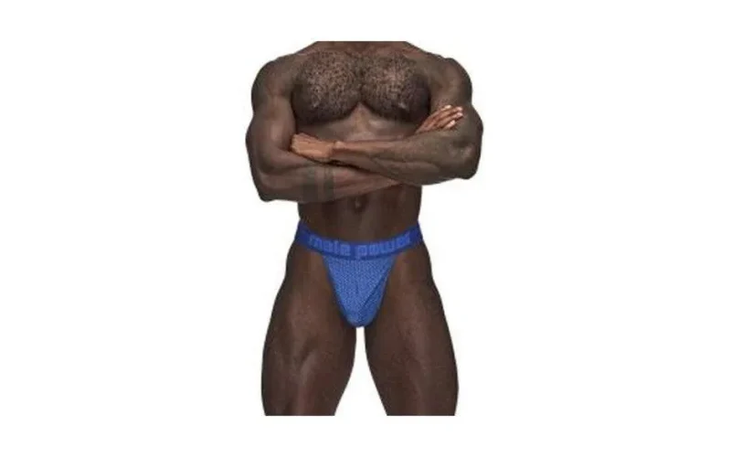 men s power micro v thong blue