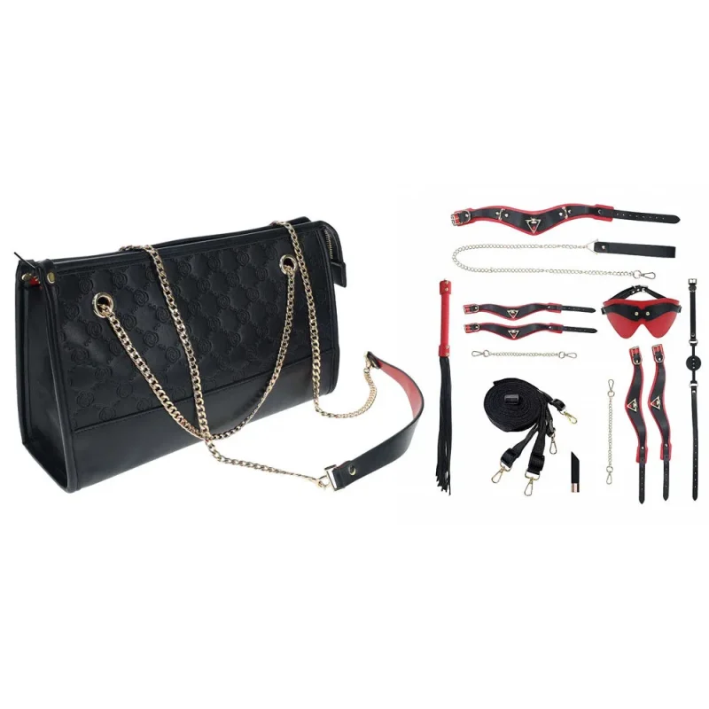 milan bondage set black red 8 piece kit with bag