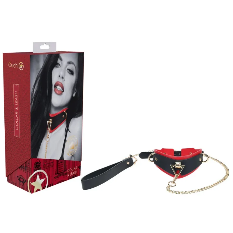 milan collection black red collar with leash stylish restraint