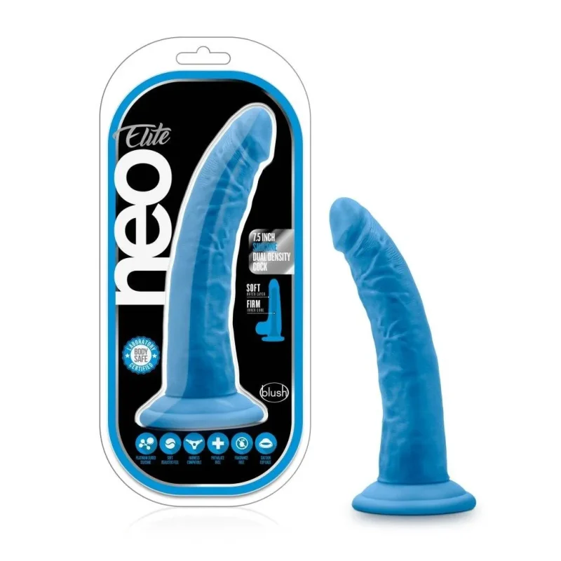 neo elite neon blue dual density 7 5in silicone cock