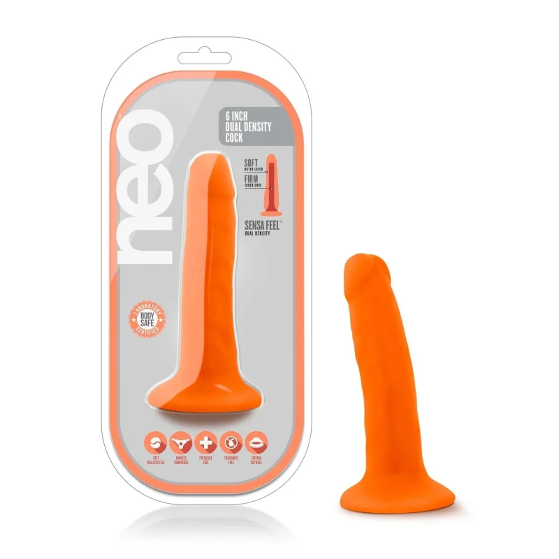 neon orange 6 dual density cock neo vibrant