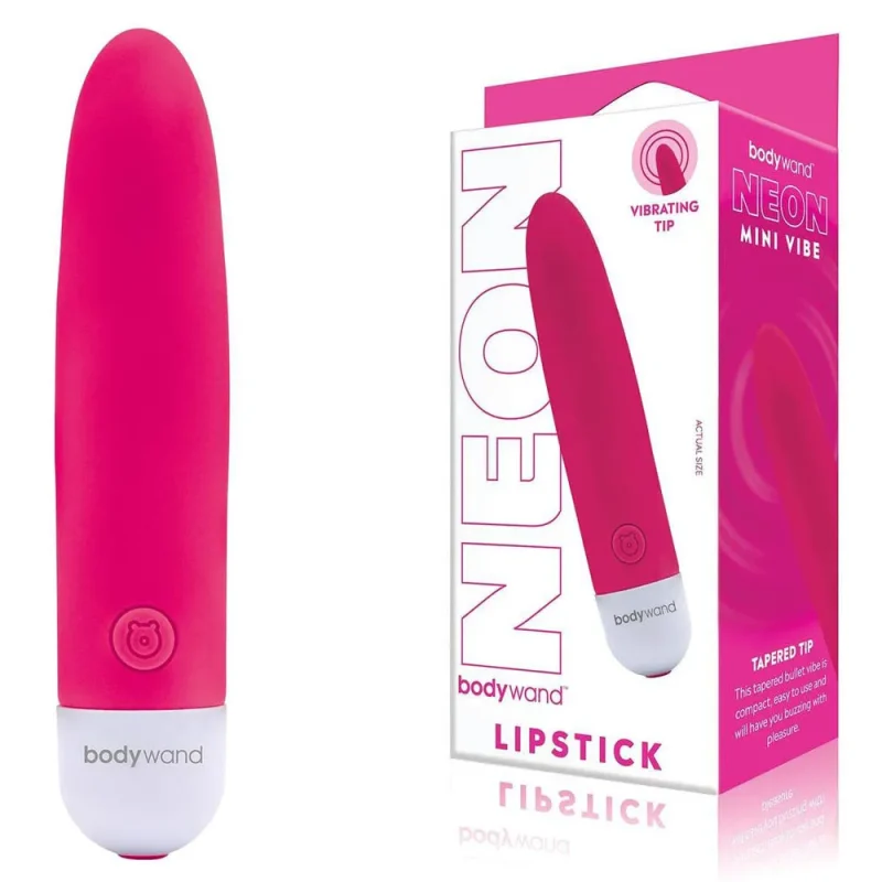 neon pink lipstick vibrator 12cm usb rechargeable mini