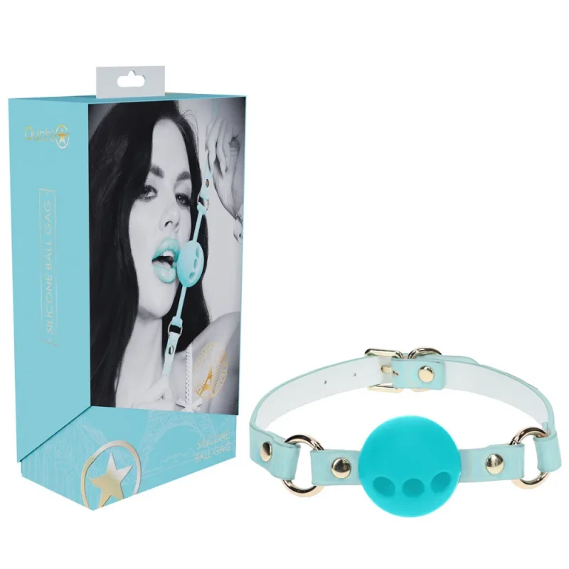 paris collection breathable silicone ball gag baby blue mouth restraint