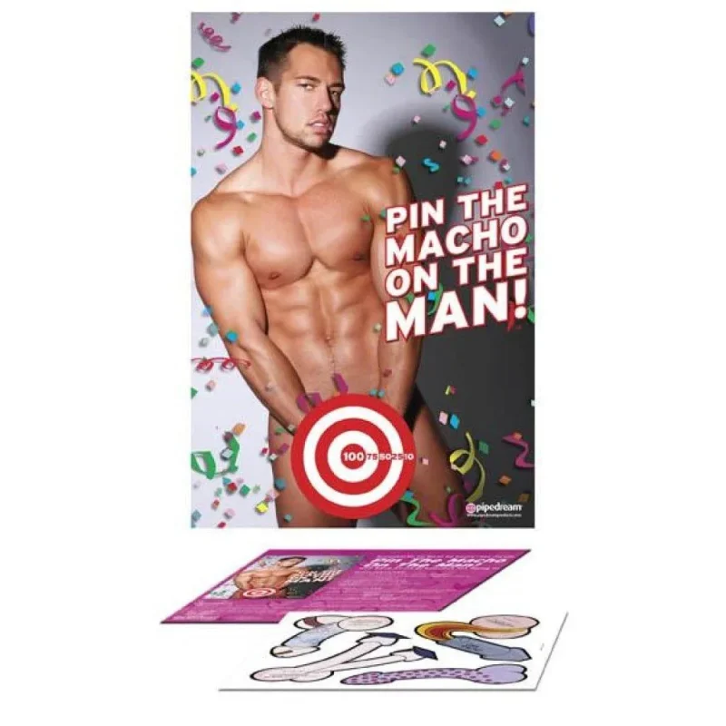 pin the macho on the man bachelorette party game