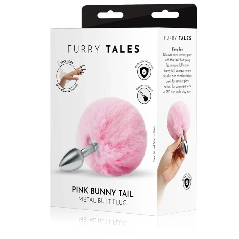 pink bunny tail butt plug 6 3cm metal plug with furry tail