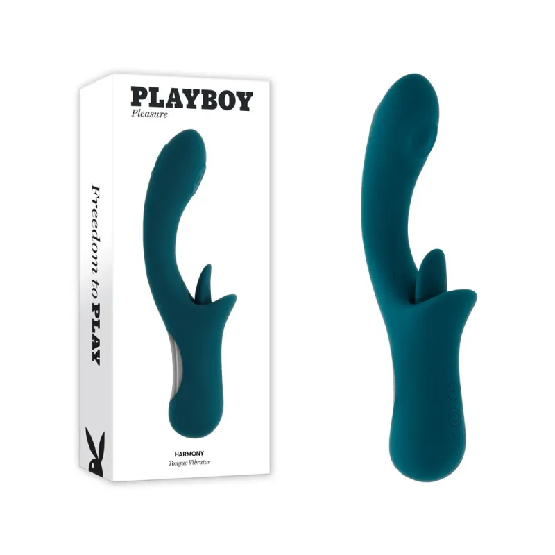 playboy harmony blue vibrator 22 9cm usb rechargeable with clitoral stimulator