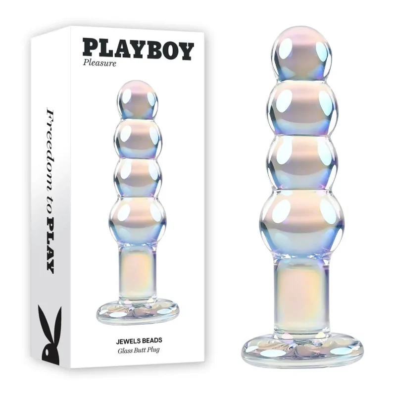 playboy pleasure clear glass 12cm anal beads