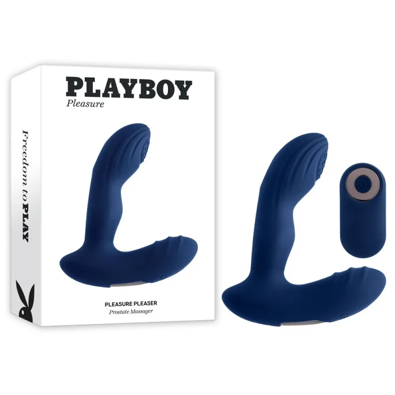 playboy pleasure pleasure pleaser blue usb rechargeable prostate vibrator w wireless remote