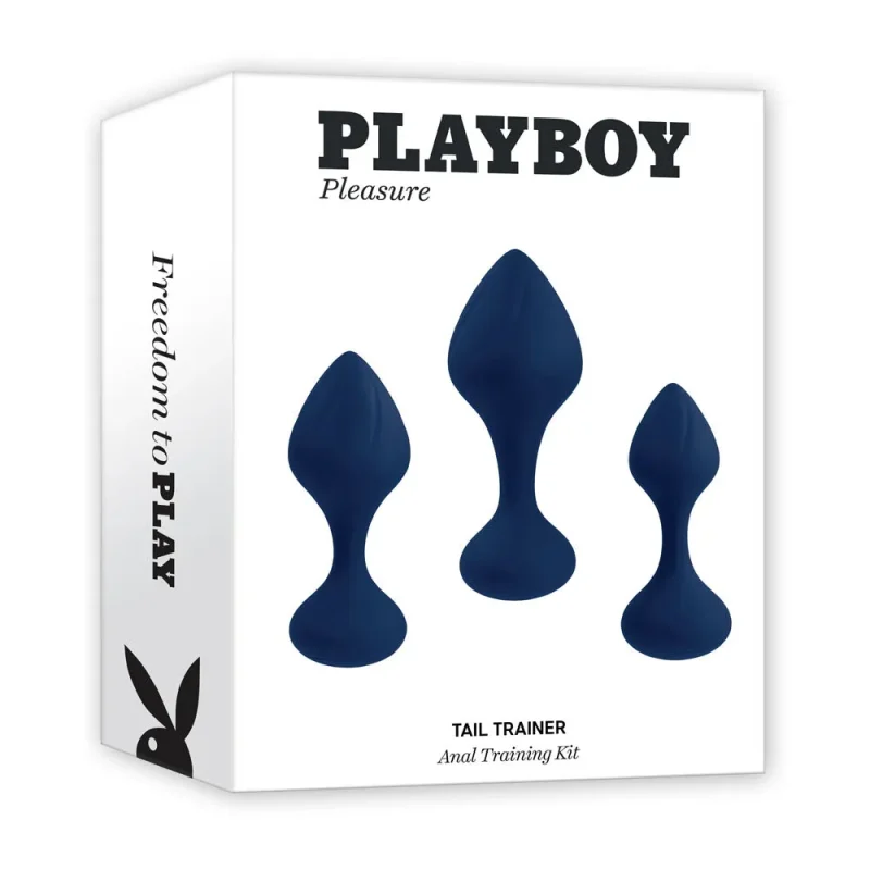 playboy pleasure tail trainer 3 size black butt plug set