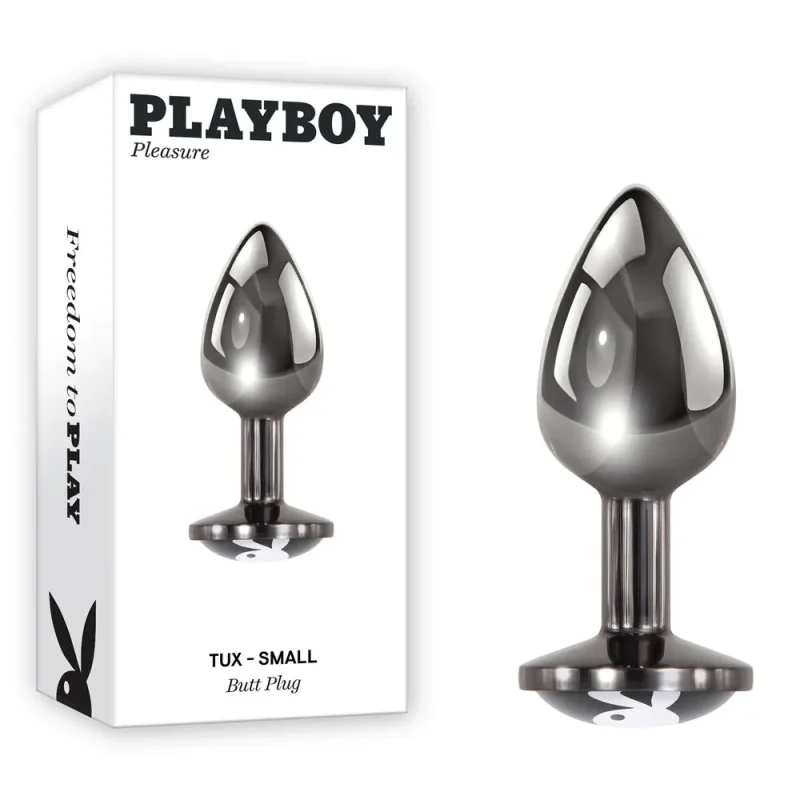 playboy pleasure tux small metal butt plug 7 4 cm