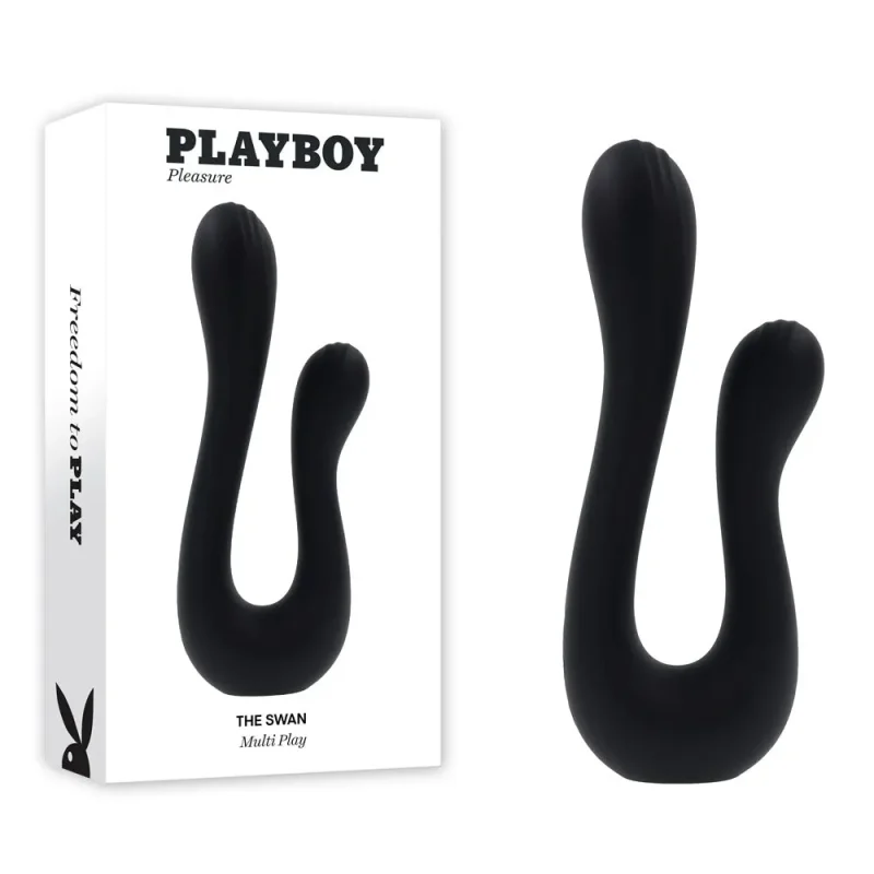 playboy swan vibrator black usb rechargeable dual ended