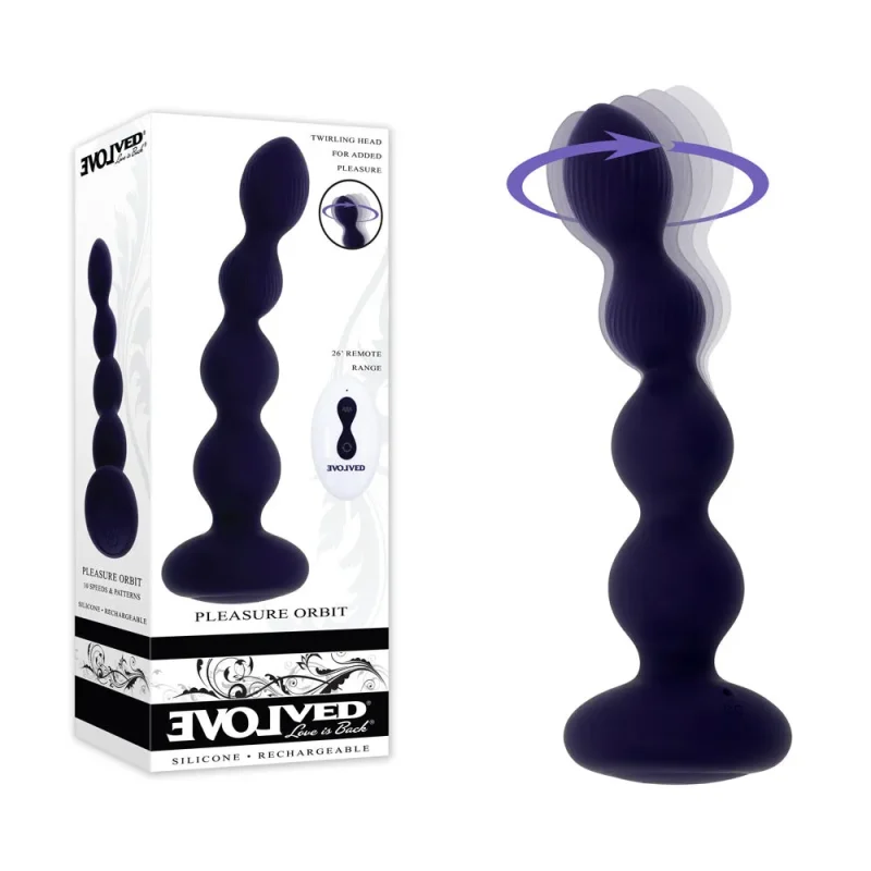 pleasure orbit usb rechargeable anal beads navy blue 17 8 cm with remote