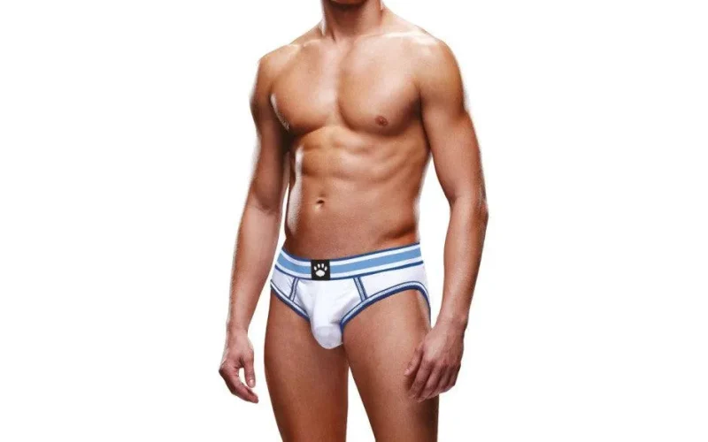 prowler white blue open back brief