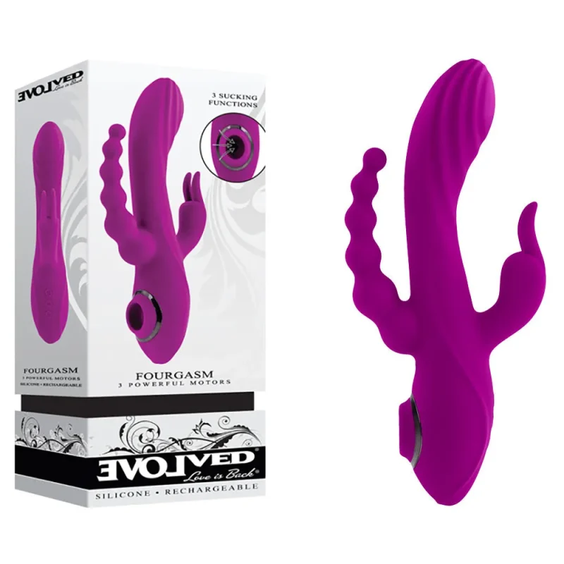 purple 21 9 cm usb rechargeable triple vibrator with suction