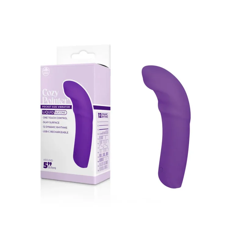 purple usb rechargeable 12 7cm curved mini vibrator cozy pointer