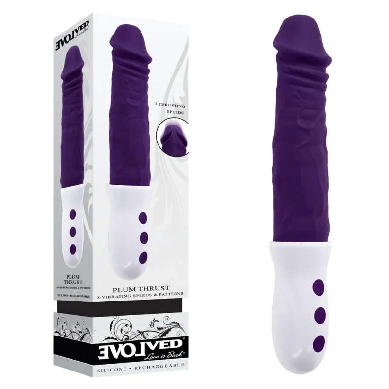 purple usb rechargeable 29cm thrusting vibrator plum thrust