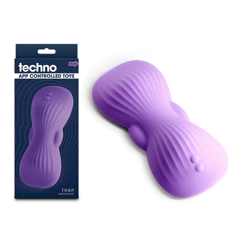 purple usb rechargeable vibrating grind pad with app control techno trap vibrator