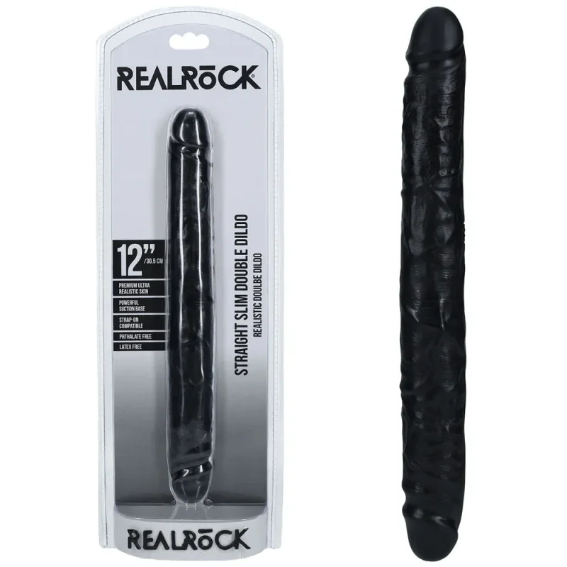 realrock 30cm black slim double dildo 12 double dong