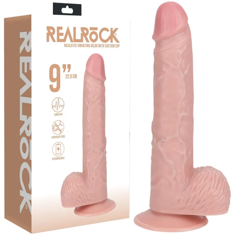 realrock 9 usb rechargeable vibrating dong balls flesh