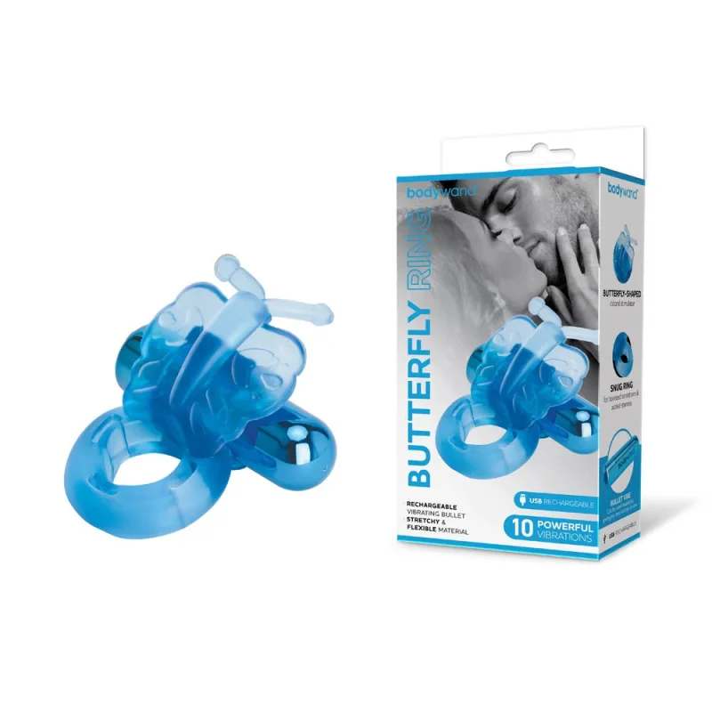 rechargeable blue butterfly vibrating cock ring usb powered