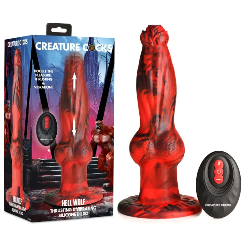 red hell wolf 22cm usb rechargeable thrusting dildo creature cocks fantasy