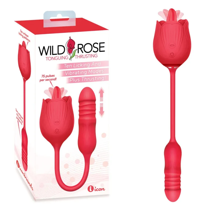 red usb rechargeable air pulse vibrator wild rose lick thrust