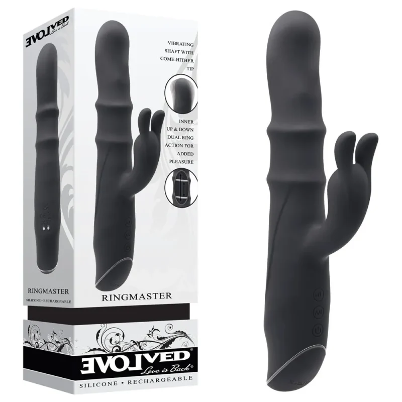 ringmaster black 23 1cm usb rechargeable rabbit vibrator