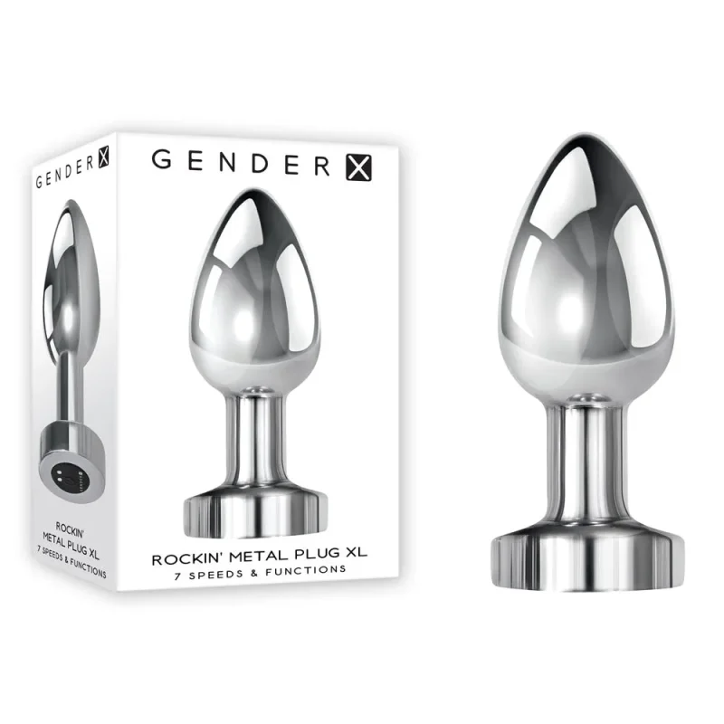 rockin metal plug xl 10 5cm chrome usb rechargeable vibrating butt plug