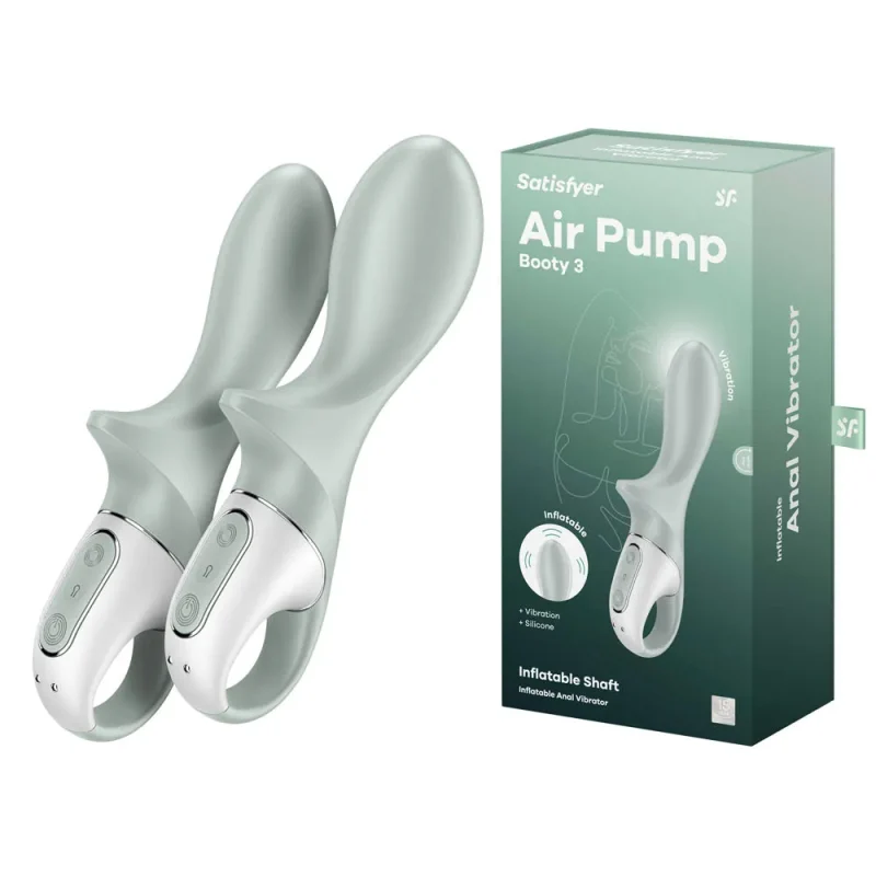 satisfyer air pump booty 3 grey usb rechargeable anal vibrator