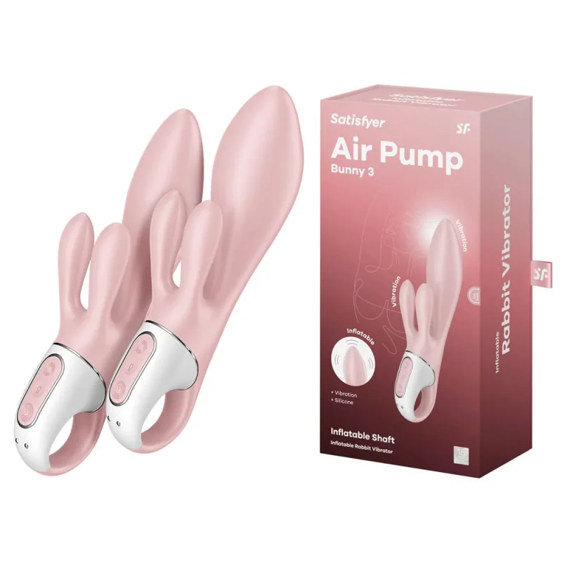 satisfyer air pump bunny 3 pink usb rechargeable rabbit vibrator