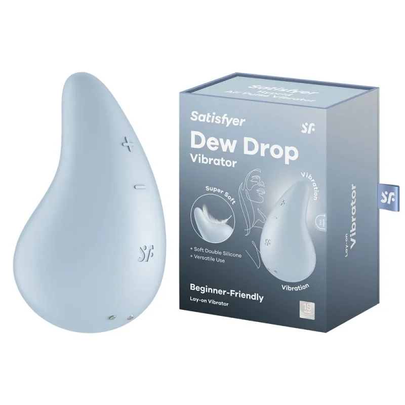 satisfyer dew drop rechargeable usb light blue stimulator