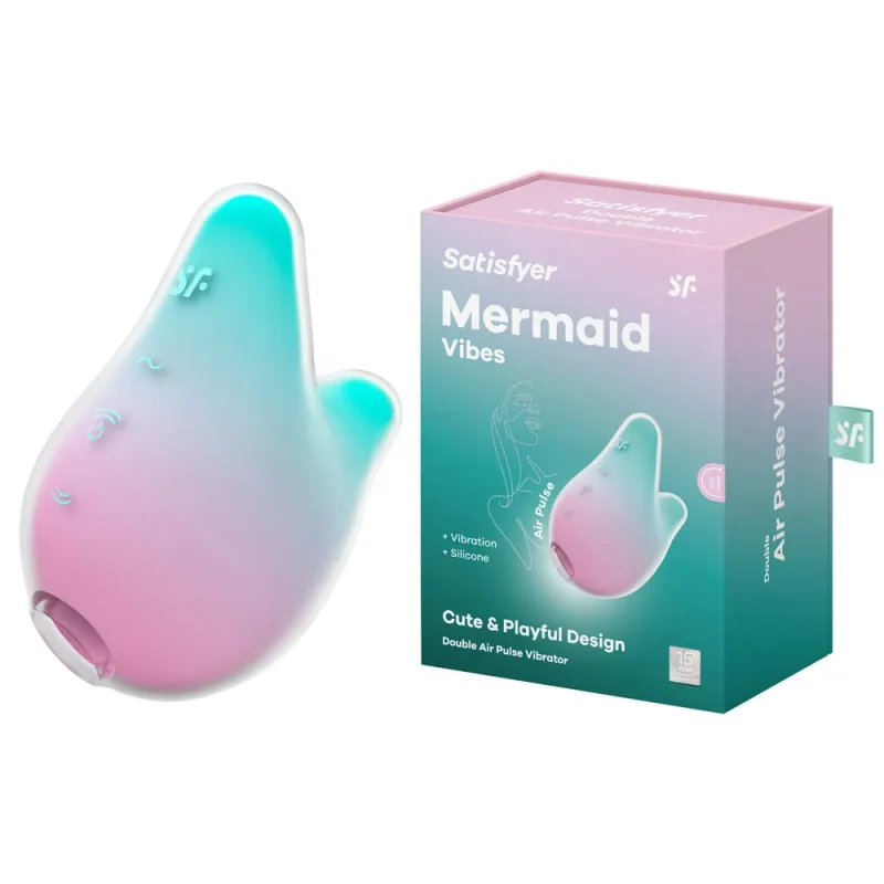 satisfyer mermaid vibes mint pink usb rechargeable air pulse stimulator