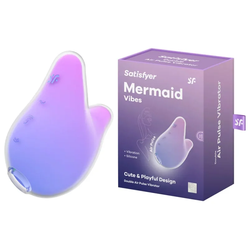 satisfyer mermaid vibes usb rechargeable air pulse vibrator violet pink