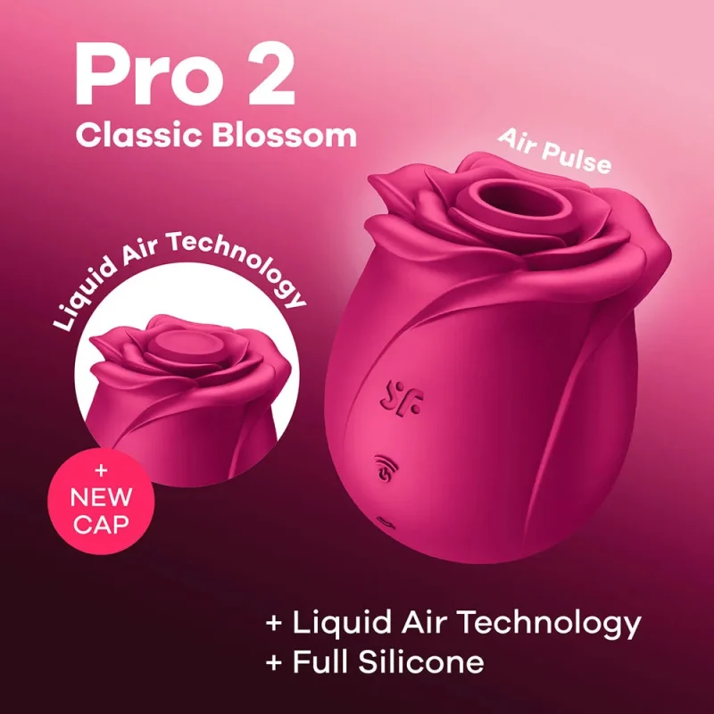 satisfyer pro 2 classic red usb air pulse rose stimulator