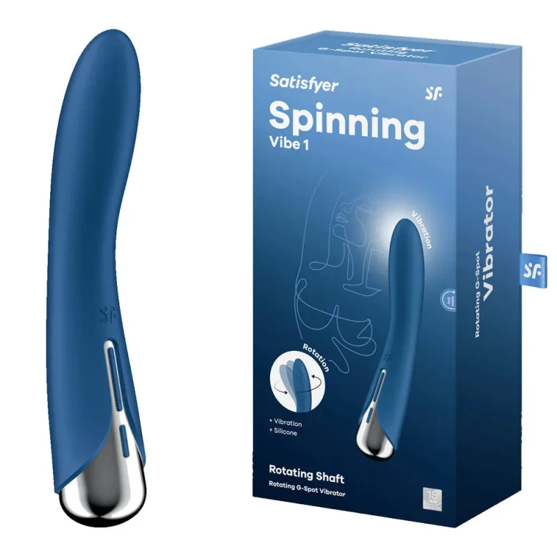 satisfyer spin vibe 1 blue 17 8cm usb rotating rechargeable vibrator