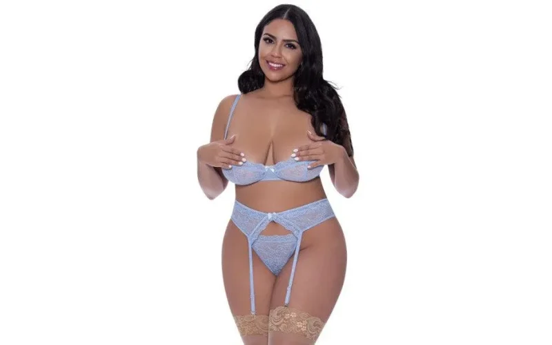 seamless demi garter thong set