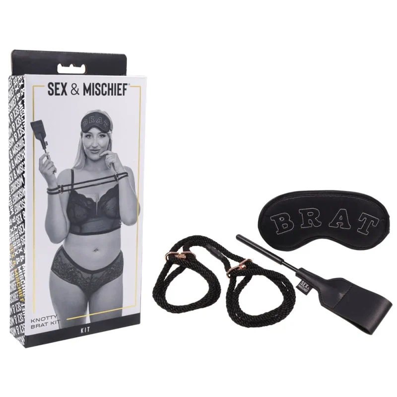 sex mischief black bondage kit 3 piece knotty brat set