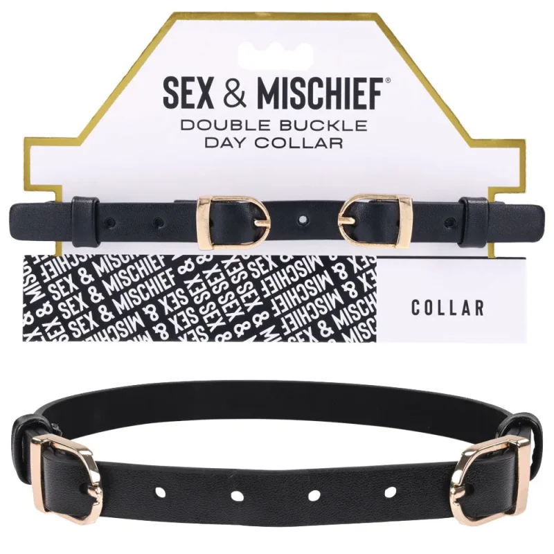 sex mischief black double buckle day collar