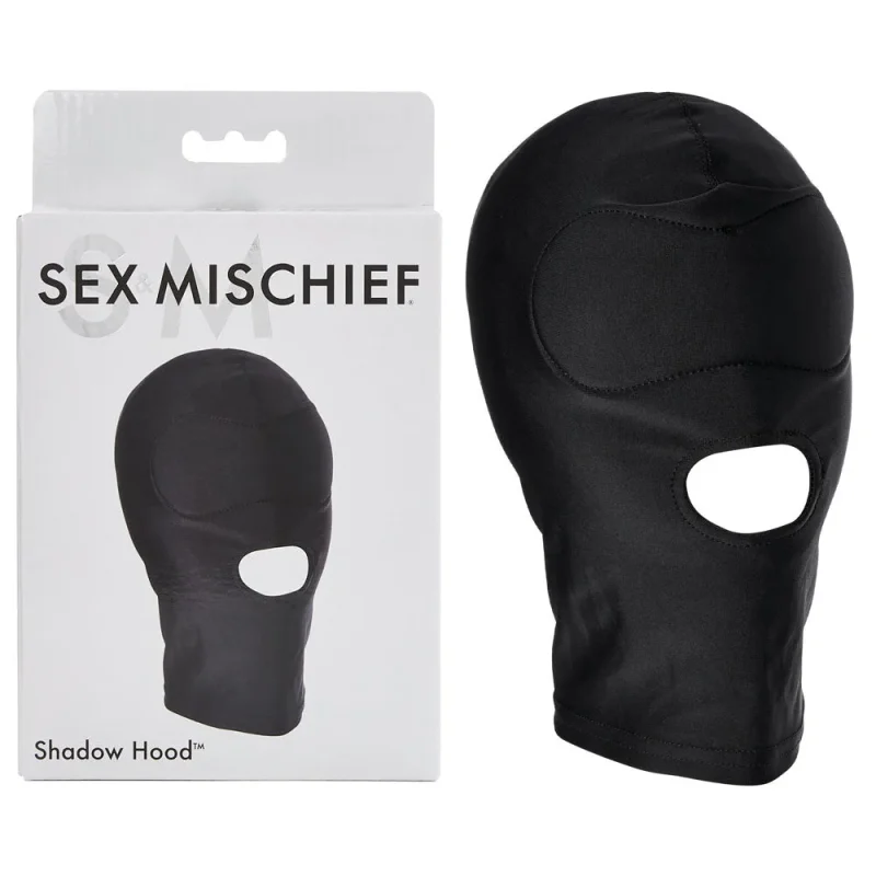 sex mischief black hood with mouth access