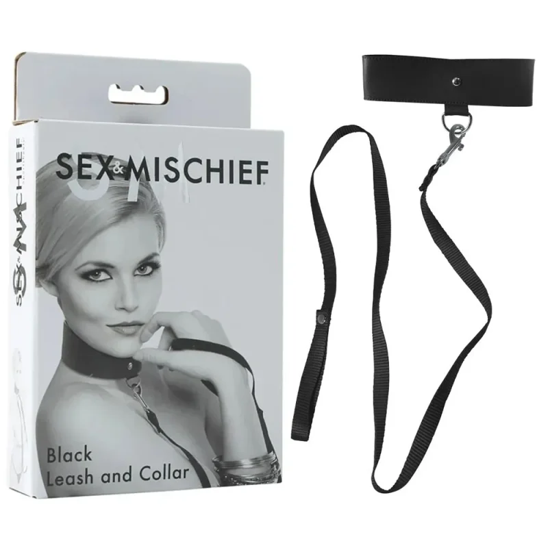 sex mischief black leash collar elegant restraint