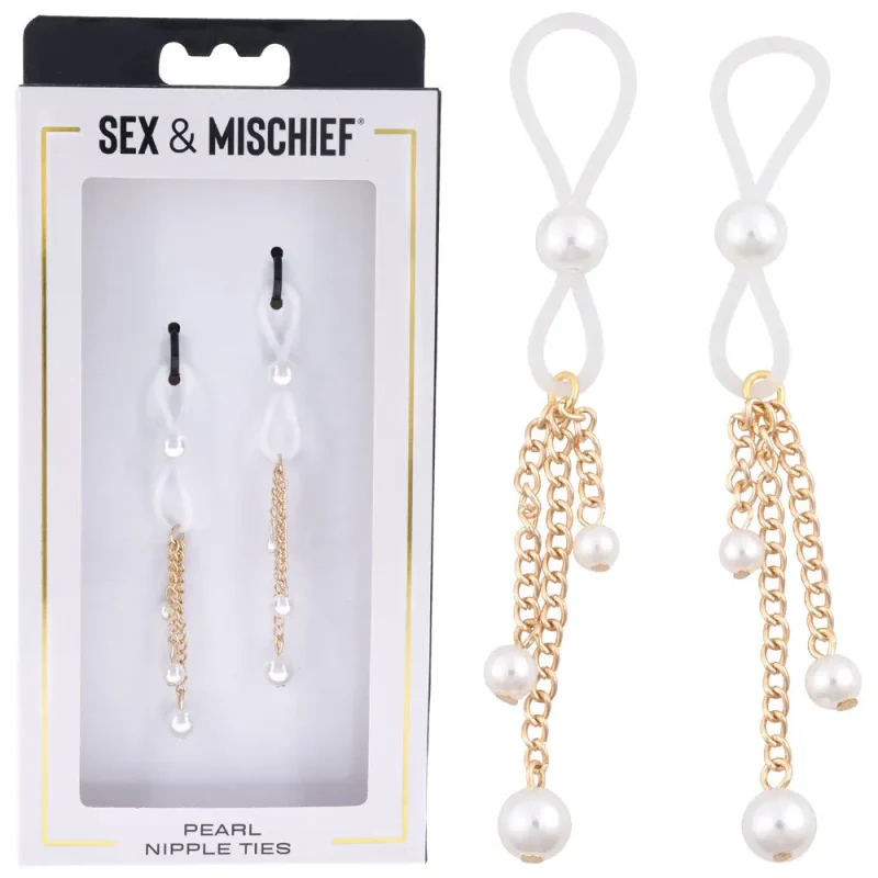 sex mischief gold pearl nipple restraints 2 piece set