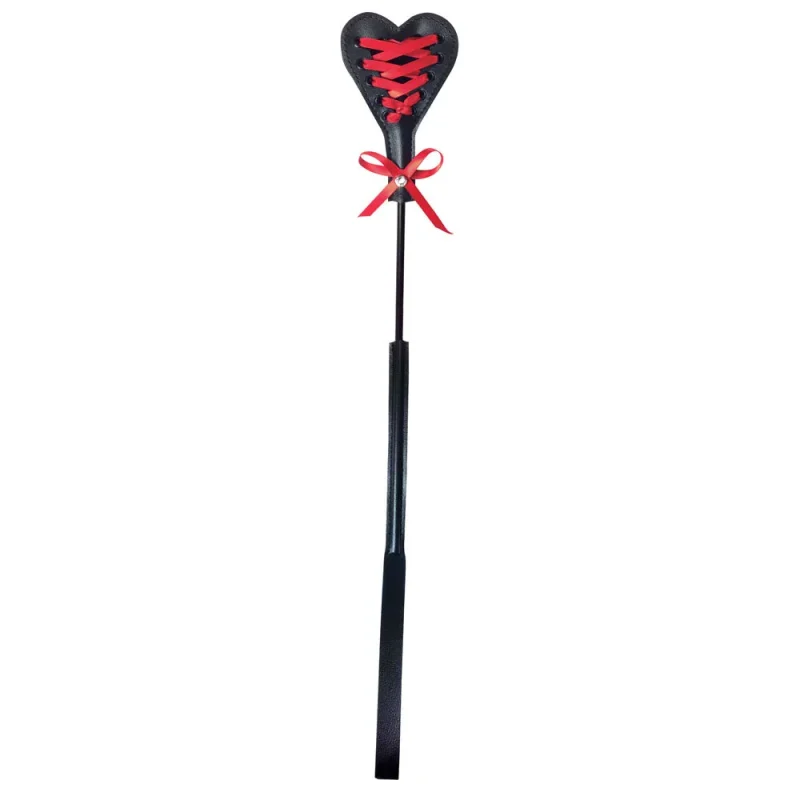 sex mischief heartbeat crop black red 37 5cm whip