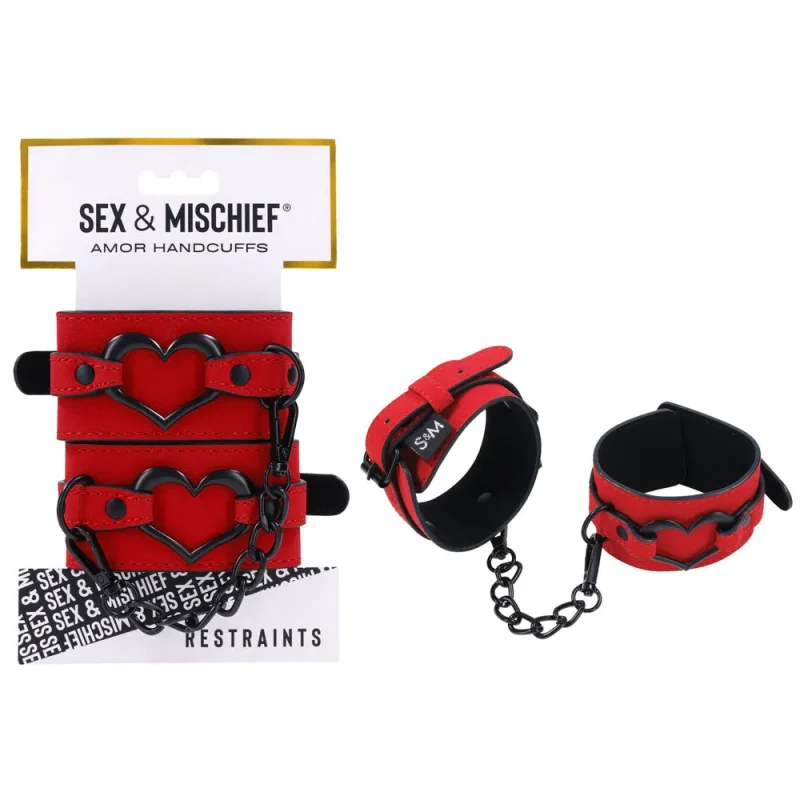 sex mischief red amor handcuffs restraints for couples