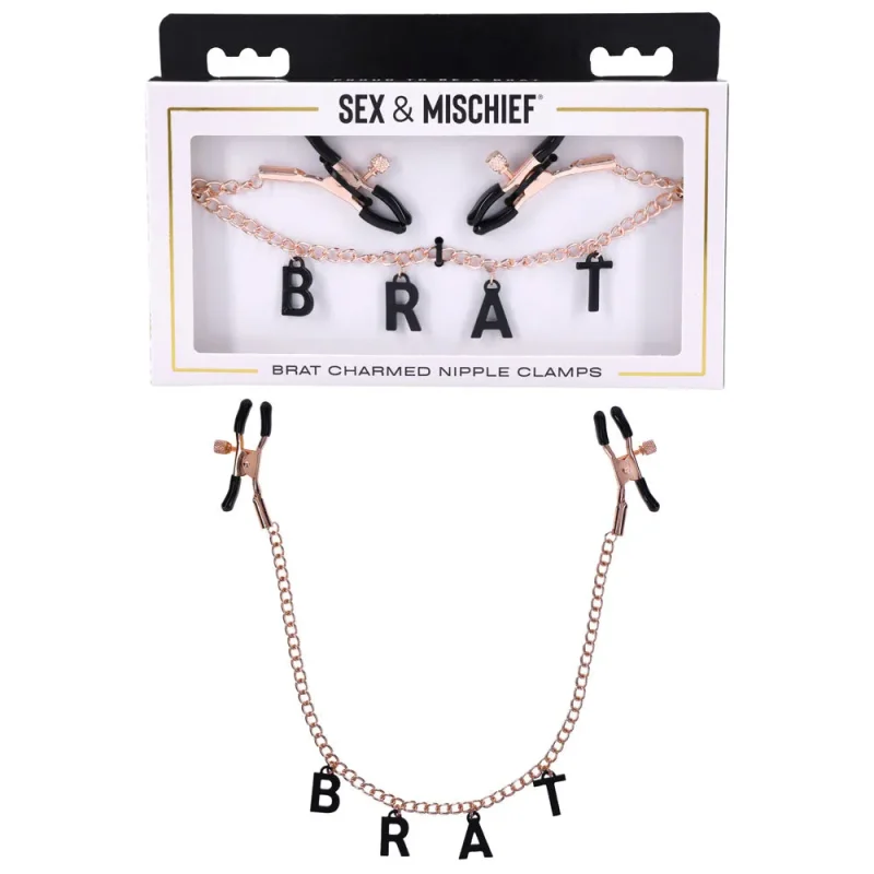 sex mischief rose gold nipple clamps with 45cm chain