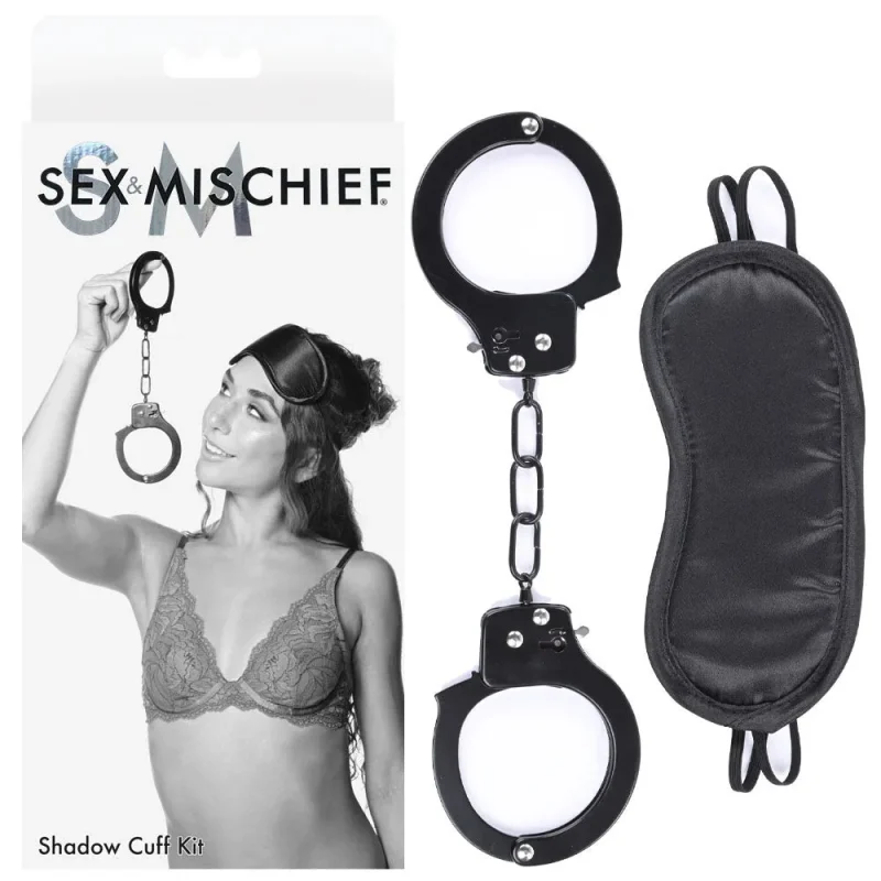 sex mischief shadow cuff kit 2 piece black set