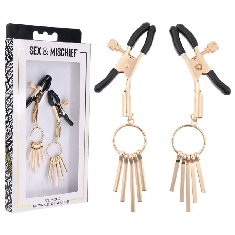 sex mischief verge gold nipple clamps set of 2